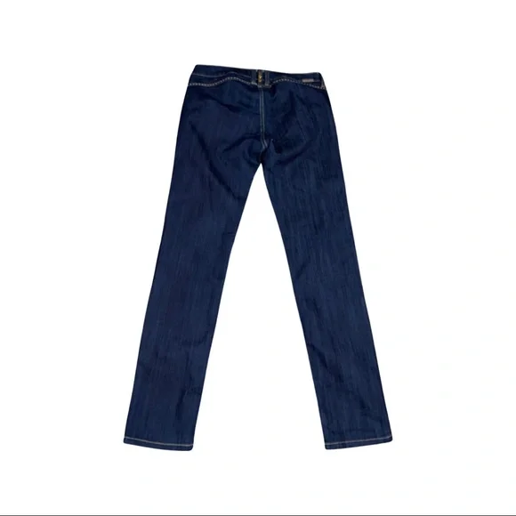 Dark Blue Made In America Studded Jeans With Tan Western Style Stitching - Picture 4 of 9